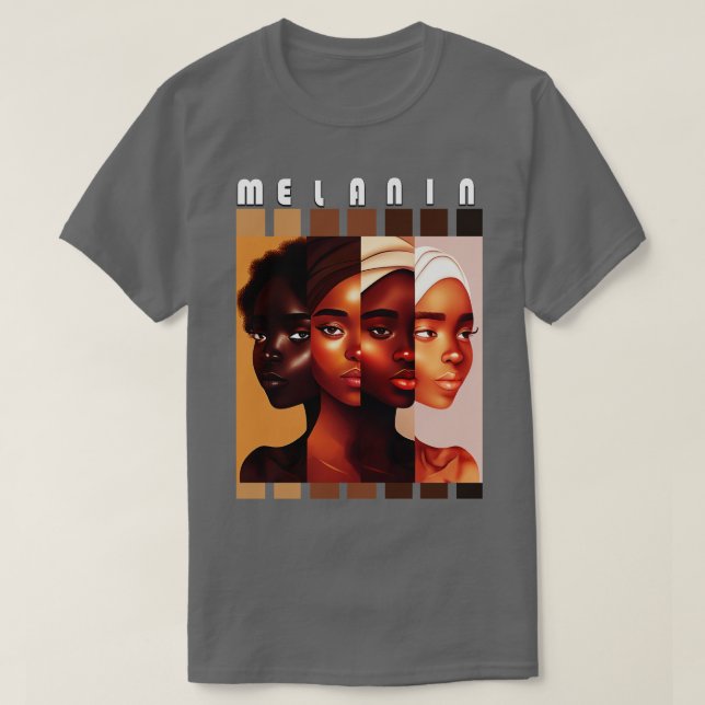 Camiseta Melanin matiza a las mujeres Orgullo negro afrocén (Diseño del anverso)