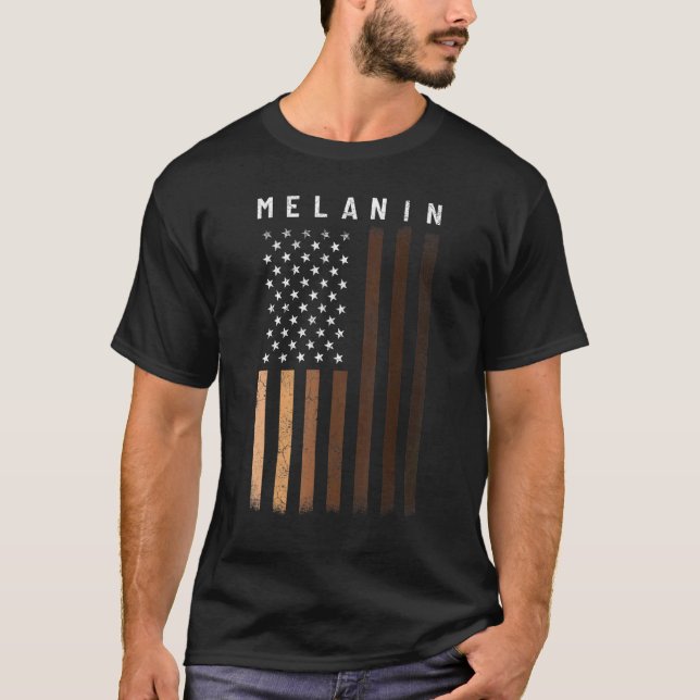 Camiseta Melanin matiza el orgullo negro bandera de Estados (Anverso)