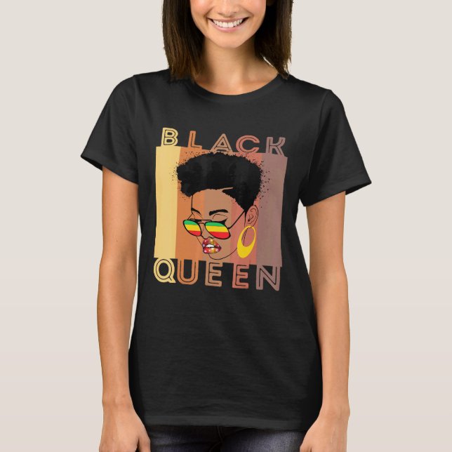 Camiseta Melanin Melanin Poppin Reina Afro Chica Negra M (Anverso)