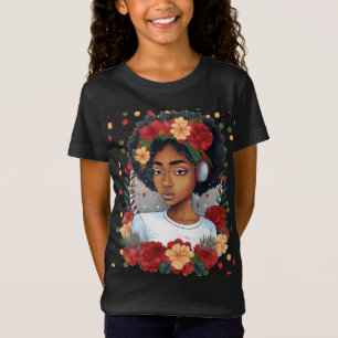 Camiseta Melanin Navidades Chica negro de invierno sista má