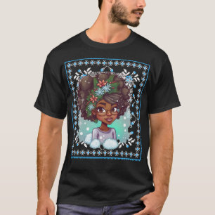 Camiseta Melanin Navidades Chica negro invierno Magic Sista