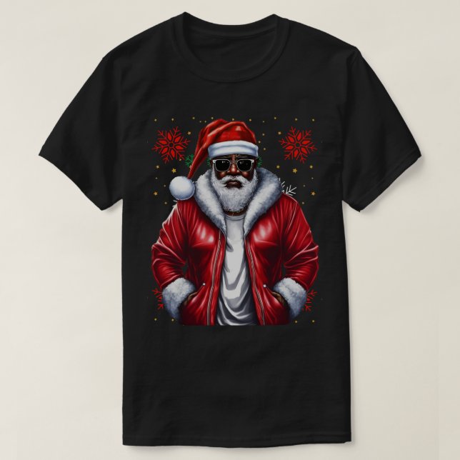 Camiseta Melanin Navidades de Black Man Papá Noel Noel (Diseño del anverso)