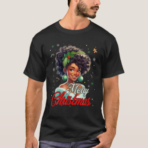 Camiseta Melanin Navidades de la Chica africana norteameric