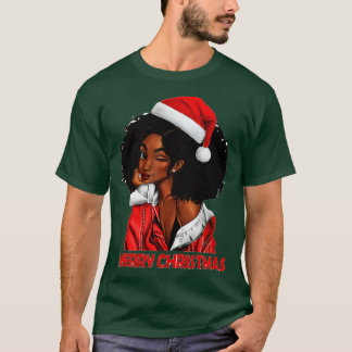 Camiseta Melanin Navidades de la Chica africana norteameric