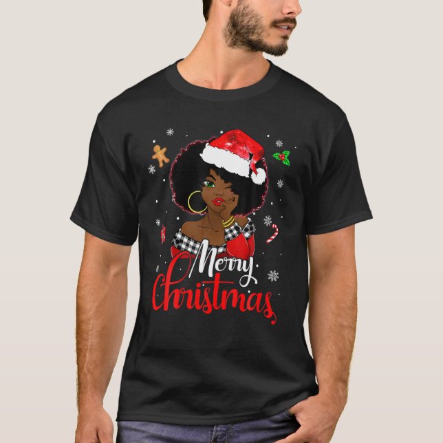 Camiseta Melanin Navidades de la Chica africana norteameric (Anverso)