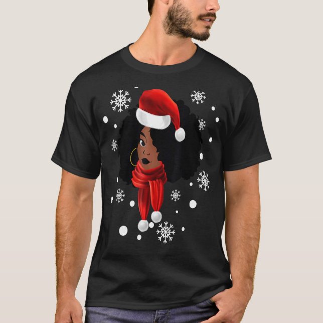 Camiseta Melanin Navidades de la Chica africana norteameric (Anverso)