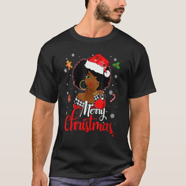 Camiseta Melanin Navidades de la Chica africana norteameric (Anverso)
