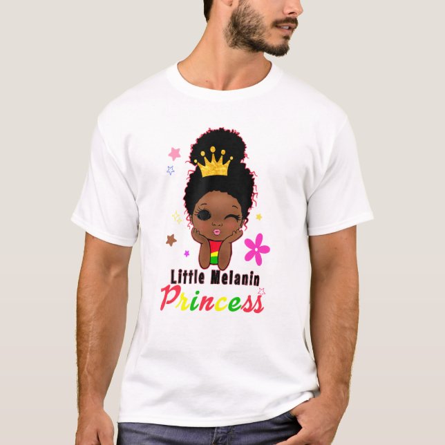 Camiseta Melanin Negro Pequeña Princesa Chica de cumpleaños (Anverso)