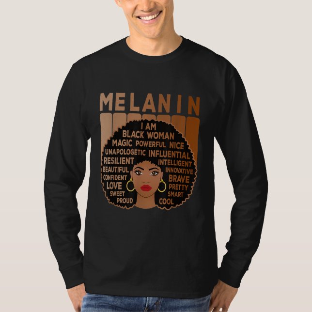 Camiseta Melanin Orgullo Mujer Negra Afro-Estadounidense Ch (Anverso)
