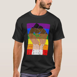 Camiseta Melanin Orgullo Puño de poder Bandera LGBT-Q Vida