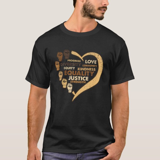 Camiseta Melanin Power Fist Heart Black History Mono BLM A (Anverso)