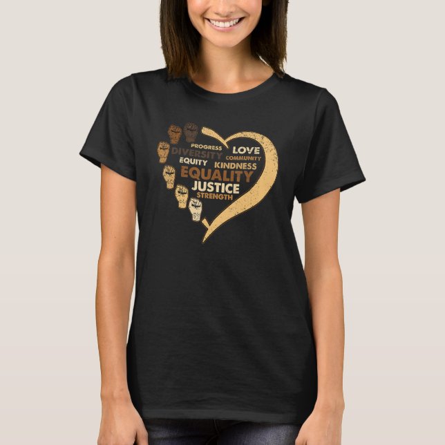 Camiseta Melanin Power Fist Heart Black History Month BLM A (Anverso)