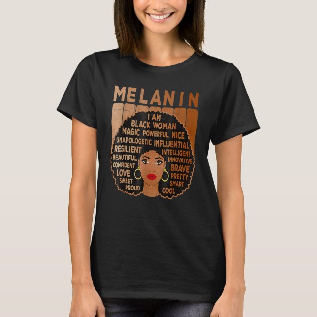 Camiseta Melanin Pride Black Woman African American Black P (Anverso)