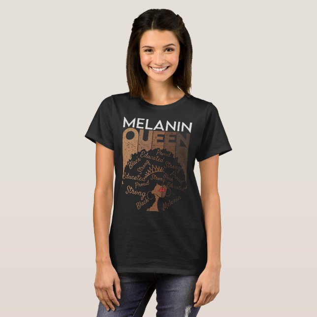 Camiseta Melanin Queen African American Black (Anverso completo)