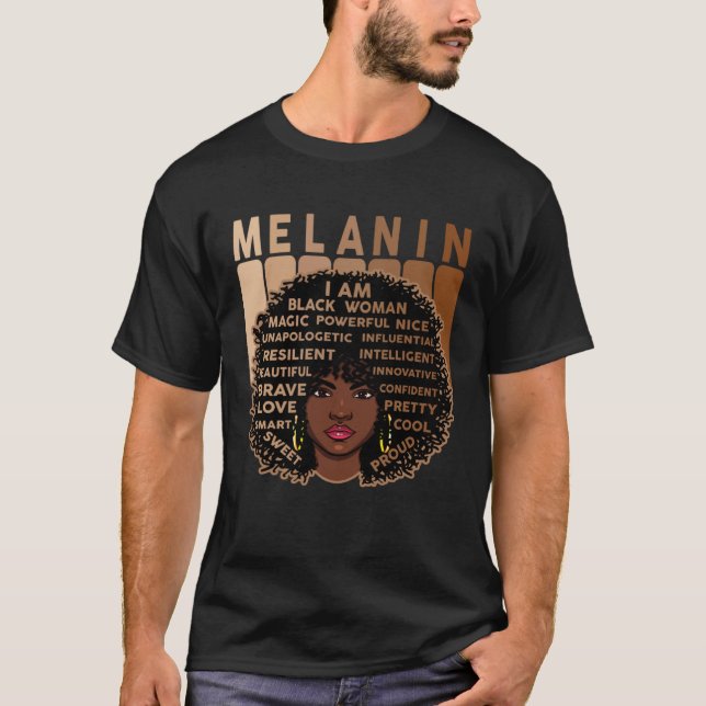 Camiseta Melanin Queen African American Strong Black Natura (Anverso)