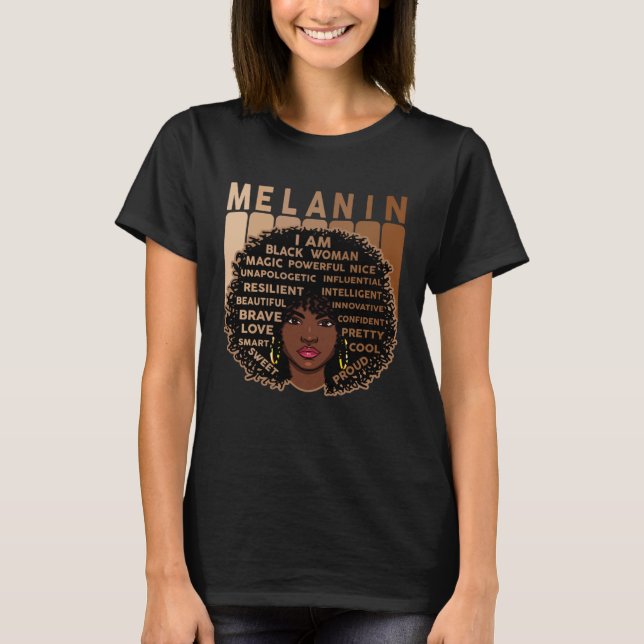 Camiseta Melanin Queen African American Strong Black Natura (Anverso)