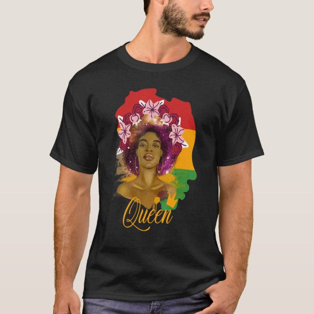 Camiseta Melanin Queen African American Strong Black Natura (Anverso)