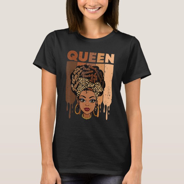 Camiseta Melanin Queen African American Strong Black Natura (Anverso)
