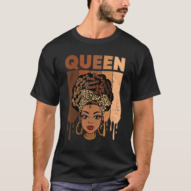 Camiseta Melanin Queen African American Strong Black Natura (Anverso)