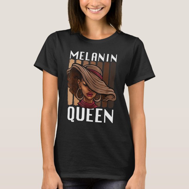 Camiseta Melanin Queen African American Strong Natura Negra (Anverso)