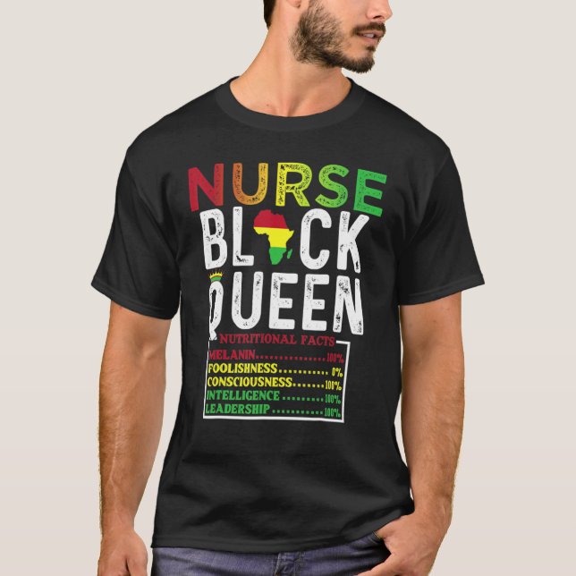 Camiseta Melanin Queen African American Strong Natura Negra (Anverso)