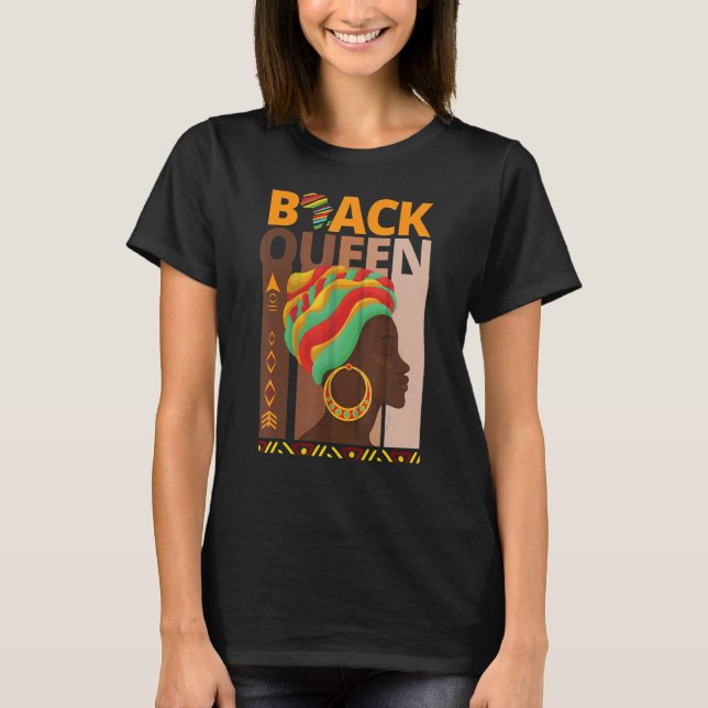 Camiseta Melanin Queen African American Strong Natura Negra (Anverso)