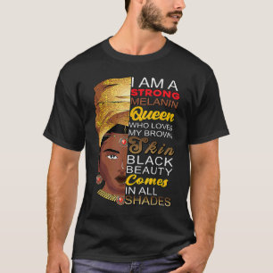 Camiseta Melanin Queen African American Strong Natura Negra