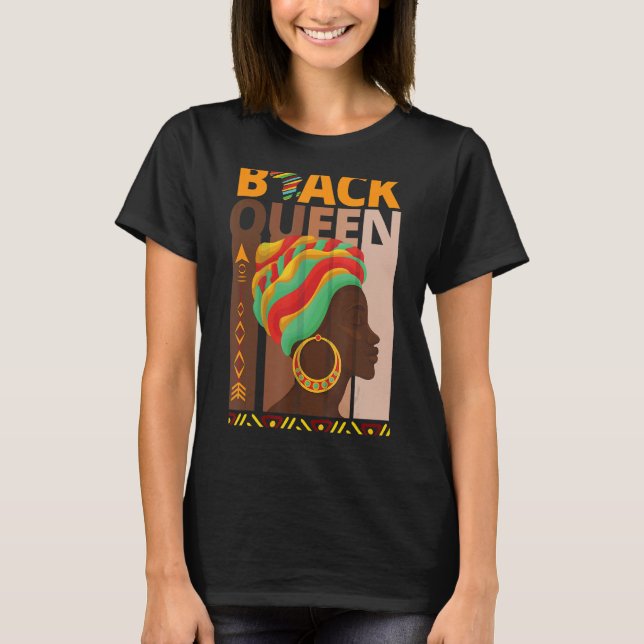 Camiseta Melanin Queen African American Strong Natura Negra (Anverso)