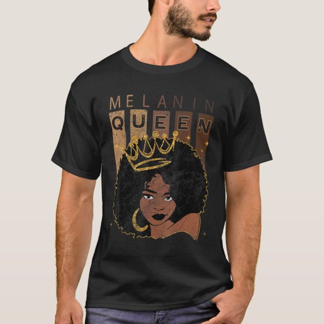 Camiseta Melanin Queen African American Strong Natura Negra (Anverso)