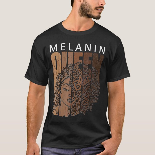 Camiseta Melanin Queen African American Strong Natura Negra (Anverso)