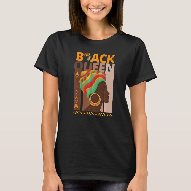 Camiseta Melanin Queen African American Strong Natura Negra (Anverso)