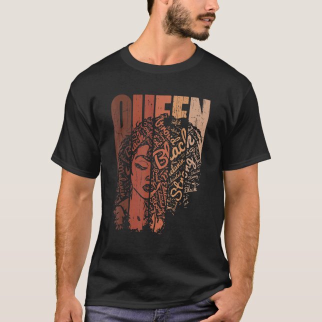 Camiseta Melanin Queen African American Strong Natura Negra (Anverso)