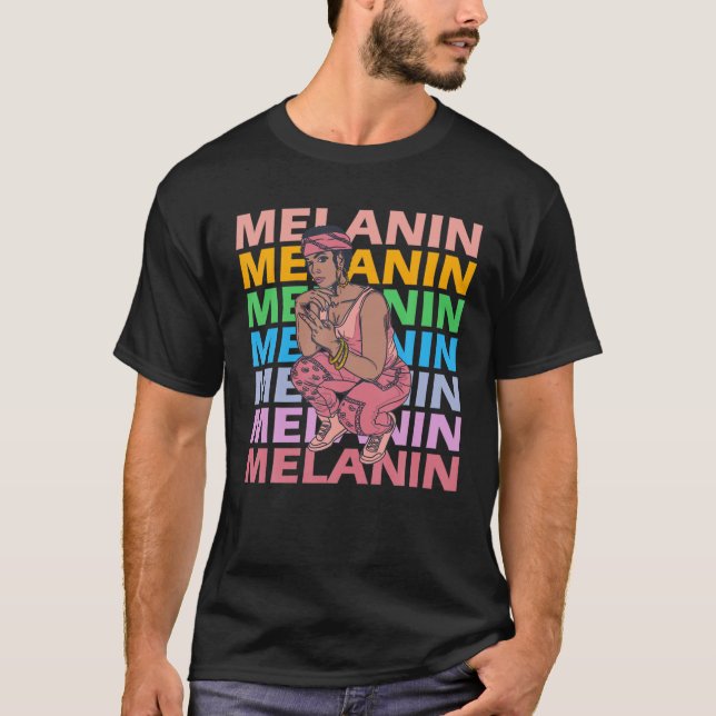 Camiseta Melanin Queen Black Chicas Mujeres primavera Moda  (Anverso)