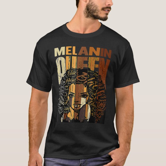 Camiseta Melanin Queen Black History Month Afro African Pri (Anverso)