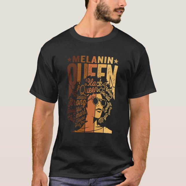 Camiseta Melanin Queen BLM African American Strong Na (Anverso)