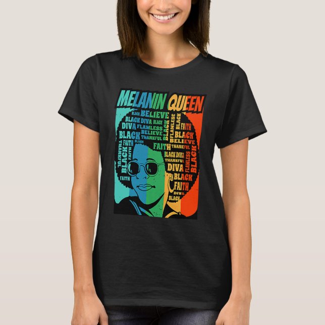 Camiseta Melanin Queen Hair Lyrics Pride BHM (Anverso)