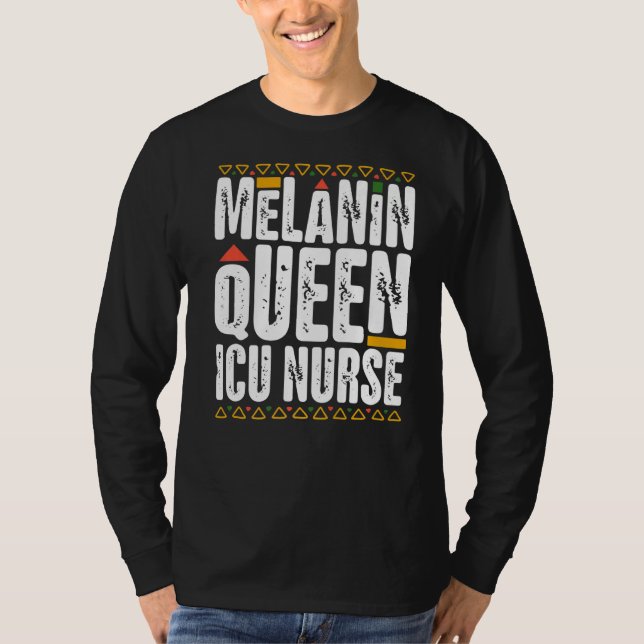 Camiseta Melanin Queen ICU Enfermera historia negra intensi (Anverso)