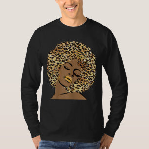 Camiseta Melanin Queen Leopard Afro Hair African American B
