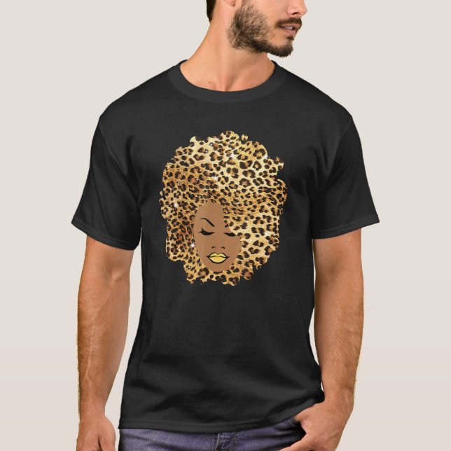 Camiseta Melanin Queen Leopard Afro Hair African American B (Anverso)