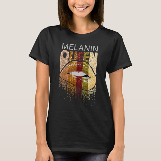Camiseta Melanin Queen Pride Afro Brown Lip Black History M (Anverso)