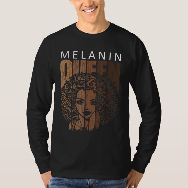 Camiseta Melanin QueenStrong Black African American Natural (Anverso)
