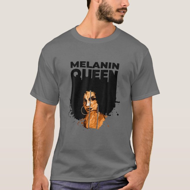 Camiseta Melanin Reina 100% Melanin Afro-Americano Negro Su (Anverso)