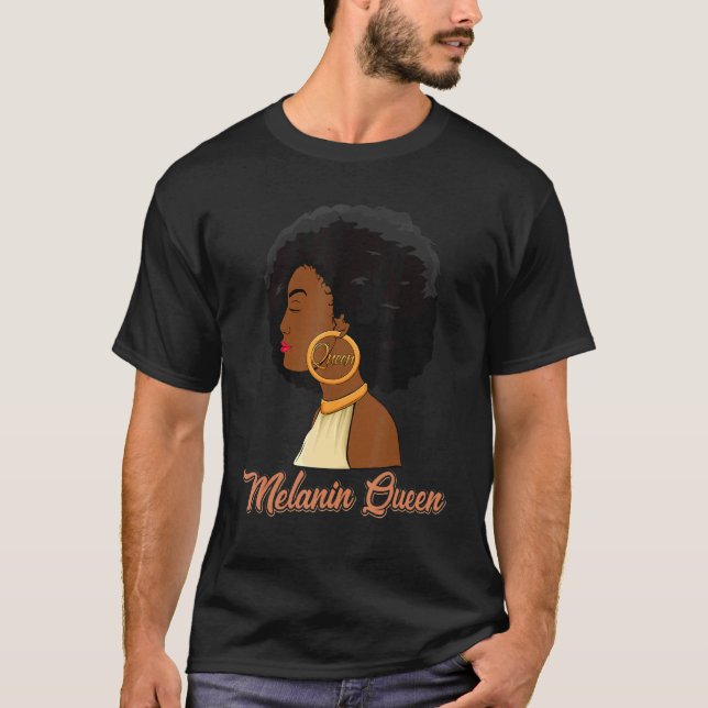 Camiseta Melanin Reina Fuerte Negro Afro África (Anverso)