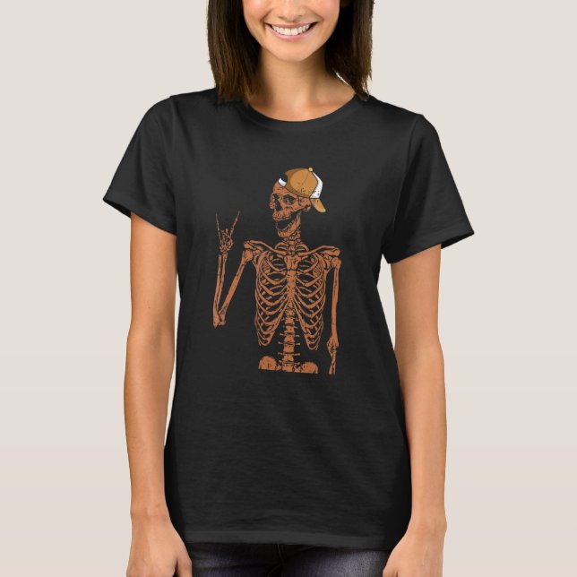 Camiseta Melanin Skeleton Rock Hand Black History Month BLM (Anverso)