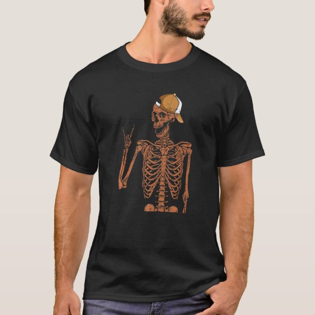 Camiseta Melanin Skeleton Rock Hand Black History Month BLM (Anverso)