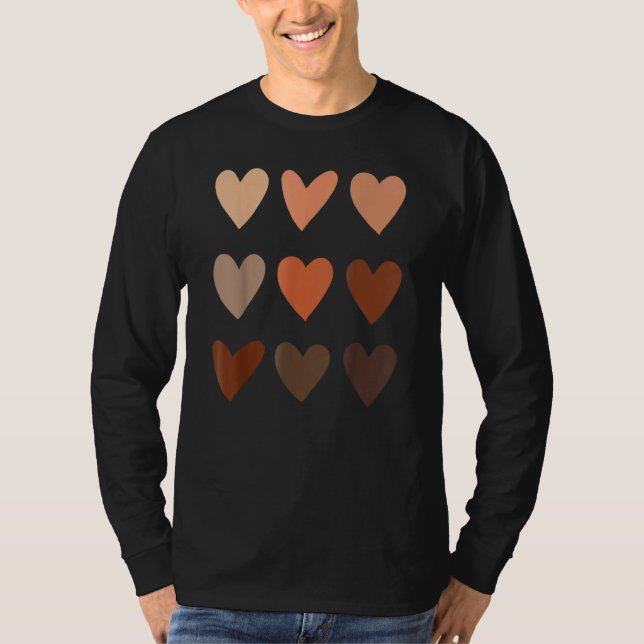 Camiseta Melanin Skin Tone Hearts Be Kind Black History M (Anverso)