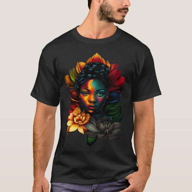 Camiseta Melanina africana guapa al Lotus F (Anverso)