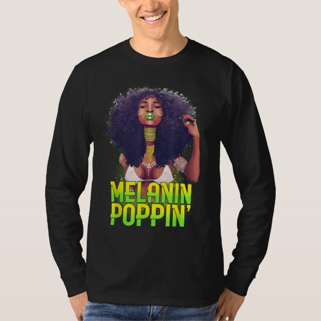 Camiseta Melanina de afro natural Poppin afroamericano (Anverso)