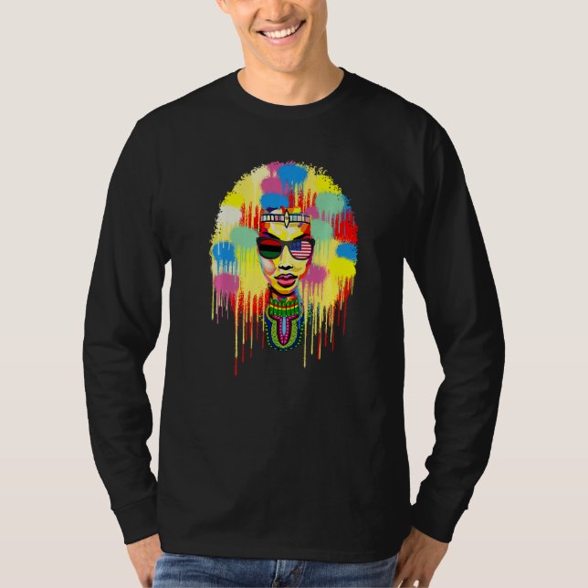 Camiseta Melanina del cabello natural del afro negro reina  (Anverso)