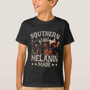 Camiseta Melanina Hizo Juneteenth Sureña Vaquera Negra